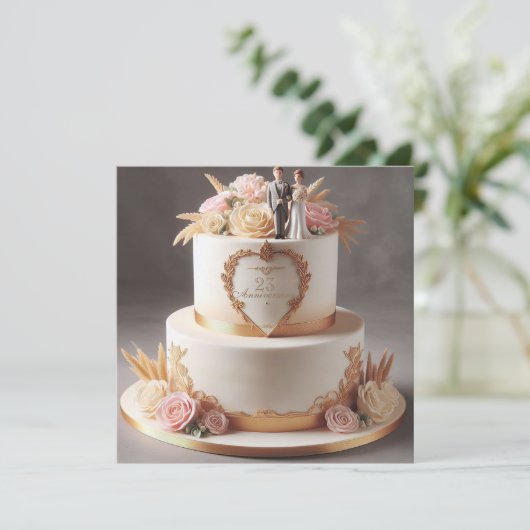 MOOIE JUBILEA TAART MET BRUID EN BRUIDEGOM (Staand voorkant)