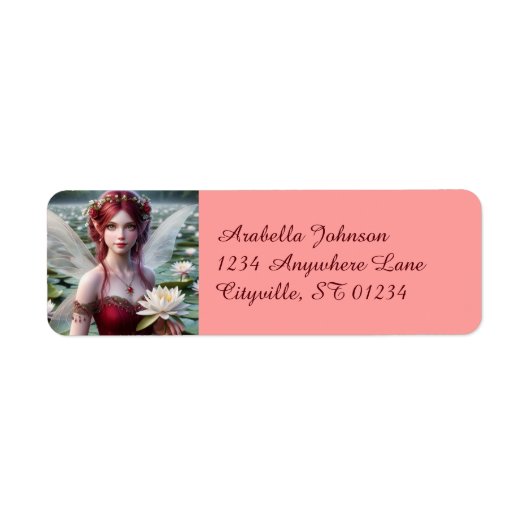 Mooie juli Fairy in Water Lelies Etiket (Voorkant)