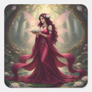 Mooie juli Ruby Fairy Vierkante Sticker
