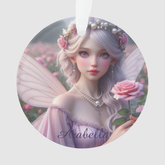 Mooie June Fairy in Roos Ornament (voorkant)