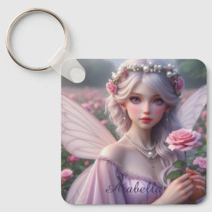 Mooie June Fairy in Roos Sleutelhanger