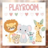 Mooie jungle dieren kinderen gepersonaliseerde spe raamsticker (Vel 2)