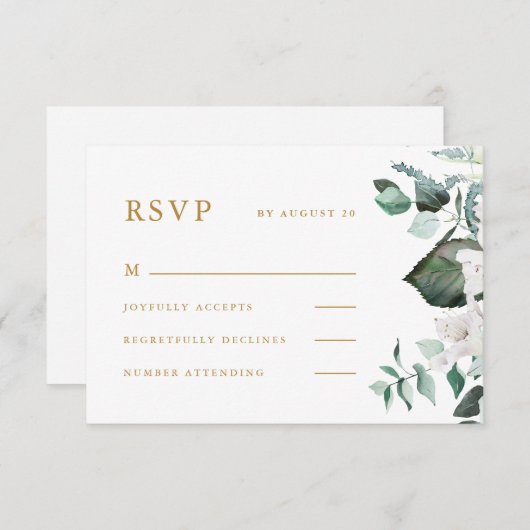 Mooie Kaart van het Wit-Floral Wedding RSVP (Voorkant / Achterkant)