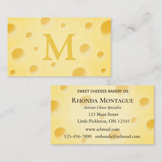 Mooie kaasmakerijen en amusementsmonogrammen visitekaartje (Voorkant / Achterkant)