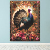 Mooie kalkoen bloemontwerp canvas afdruk (Insitu (Houten vloer))