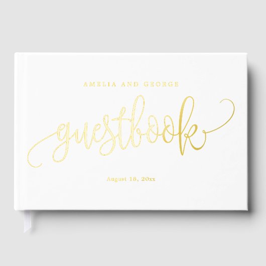 Mooie kalligrafie bewerkbare kleur Folie gastenboe Gastenboek (Voorkant)