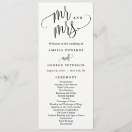 Mooie kalligrafie bruiloft ceremonie programma