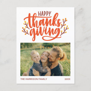 Mooie kalligrafie Happy Thanksgiving-foto Briefkaart
