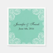 Mooie kant Lijst Aqua Wedding Servetten (Voorkant)