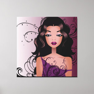 Mooie kapsel meisje 2 gewikkeld canvas afdruk