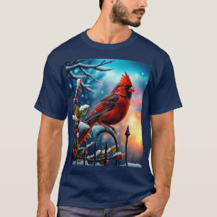 Mooie kardinaal op de winterochtend t-shirt