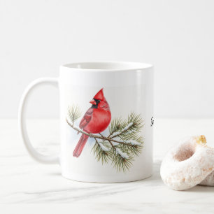 Mooie Kardinaal Vogel op Tak Gepersonaliseerd Koffiemok