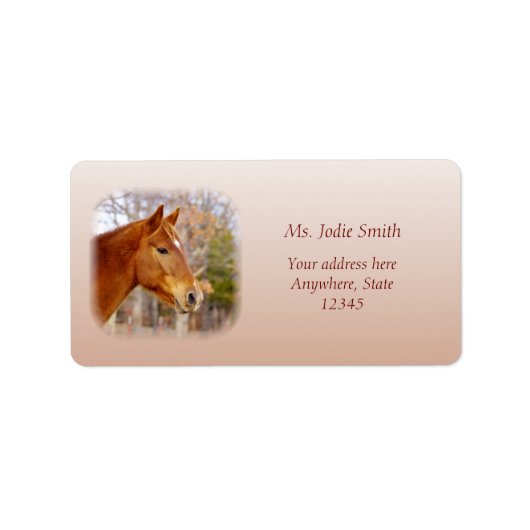 Mooie kastanje paard retour adres labels (Voorkant)