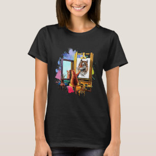 Mooie kat die een leeuw schildert Artistiek dier T-shirt