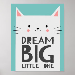 Mooie kat droom groot citaat kinderkamer poster