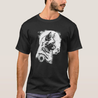 mooie kat en zonnebloem met maansilhouet   t-shirt