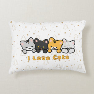 Mooie kat illustratie Ik hou van katten Kawaii car Accent Kussen
