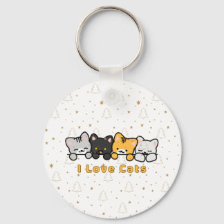 Mooie kat illustratie Ik hou van katten Kawaii car Sleutelhanger