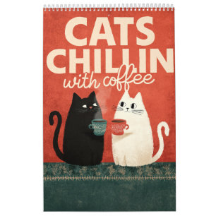 Mooie Kat Kunst Katten die Chillen met Koffie 20 Kalender