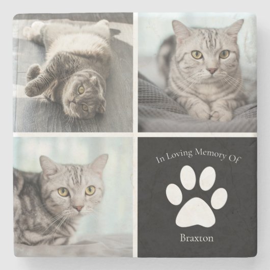 Mooie Kat Memorial Custom Pet Photo Keepsake Stenen Onderzetter (Voorkant)
