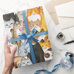 Mooie Kat Menigte Inpakpapier voor Kat Liefhebbers
