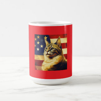 Mooie kat met Amerikaanse vlag achtergrond Koffiemok