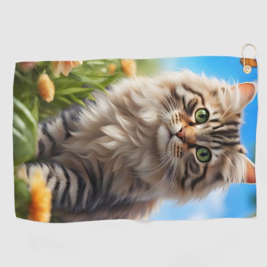 Mooie kat mooie tuin golfhanddoek (Horizontaal)