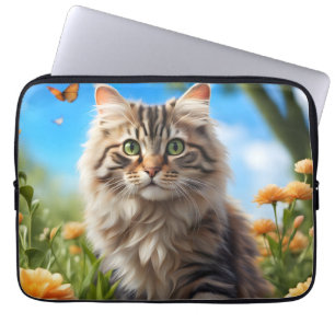 Mooie kat mooie tuin laptop sleeve
