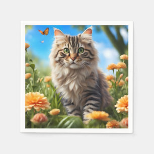 Mooie kat mooie tuin servet