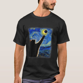 Mooie kat Sterrennacht Grappige kat Solar Eclipse T-shirt