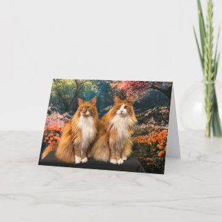 Mooie katten in kleurrijke voorjaarstuin kaart