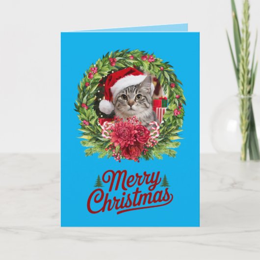 Mooie Katten Kerst Krans Kaart (Voorkant)