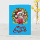 Mooie Katten Kerst Krans Kaart (Gele Bloem)