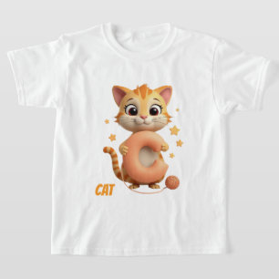 Mooie Katten Kinderen T-Shirt C is voor Kat Alfa