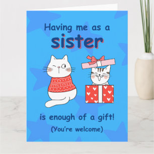 Mooie kattenkaart voor zus, grappige verjaardagska kaart