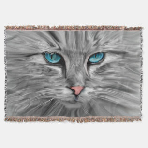 Mooie Kattenogen Gezicht Water Kleur Olie Schilder Deken