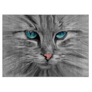 Mooie Kattenogen Gezicht Water Kleur Olie Schilder Snijplank