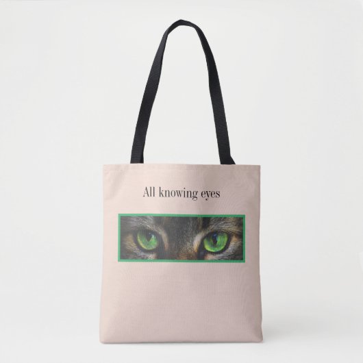 Mooie kattenogen op beige draagtas (Voorkant)