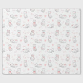 Mooie kattenpatroonontwerp inpakpapier (Vlak)