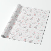 Mooie kattenpatroonontwerp inpakpapier (Uitgerold)