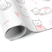 Mooie kattenpatroonontwerp inpakpapier (Rol Hoek)
