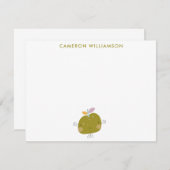 Mooie Kawaii Appel Fruit Persoonlijke Briefpapier Notitiekaartje (Voorkant / Achterkant)