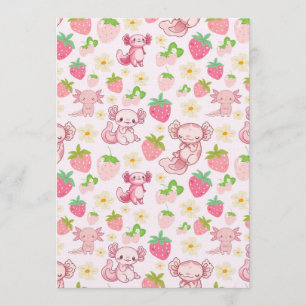 Mooie Kawaii Axolotl & Aardbei Naadloos Patroon Kaart