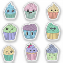 Mooie Kawaii Cupcake Sticker Sheet