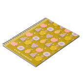 Mooie Kawaii Fruitpatroon Persoonlijke Naam Groen Notitieboek (Linkerzijde)