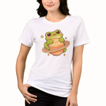 Mooie Kawaii Kikker Saturnus Ruimte-illustratie