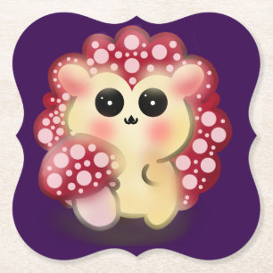 Mooie Kawaii Rode Paddenstoel Egeltje Paddenstoel Kartonnen Onderzetters
