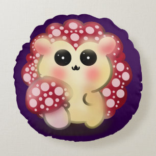 Mooie Kawaii Rode Paddenstoel Egeltje Paddenstoel  Rond Kussen