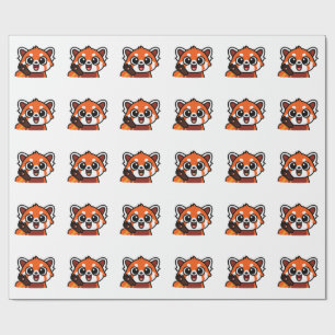 Mooie Kawaii Rode Panda Patroon Inpakpapier voor G