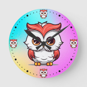 Mooie Kawaii Stijl Uil Cartoon Ronde Klok